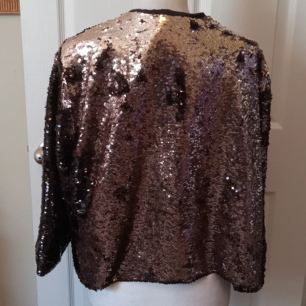 TORRID sequined evening jacket. Bronze and black. 14/16 18/20 - Picture 3 of 9